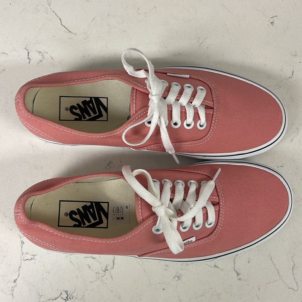 Vans Authentic Rosette & White Skate Shoes Size 8 Dusty Rose Pink Color - Picture 10 of 17